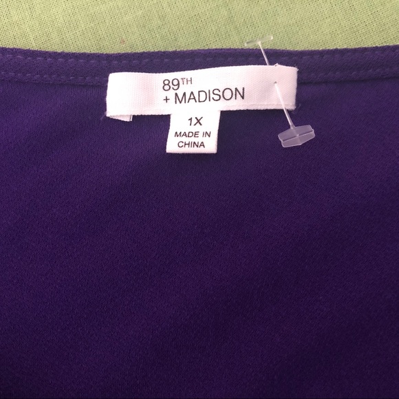 NEW!!! 89th & Madison purple zip front blouse 1X - Picture 6 of 8